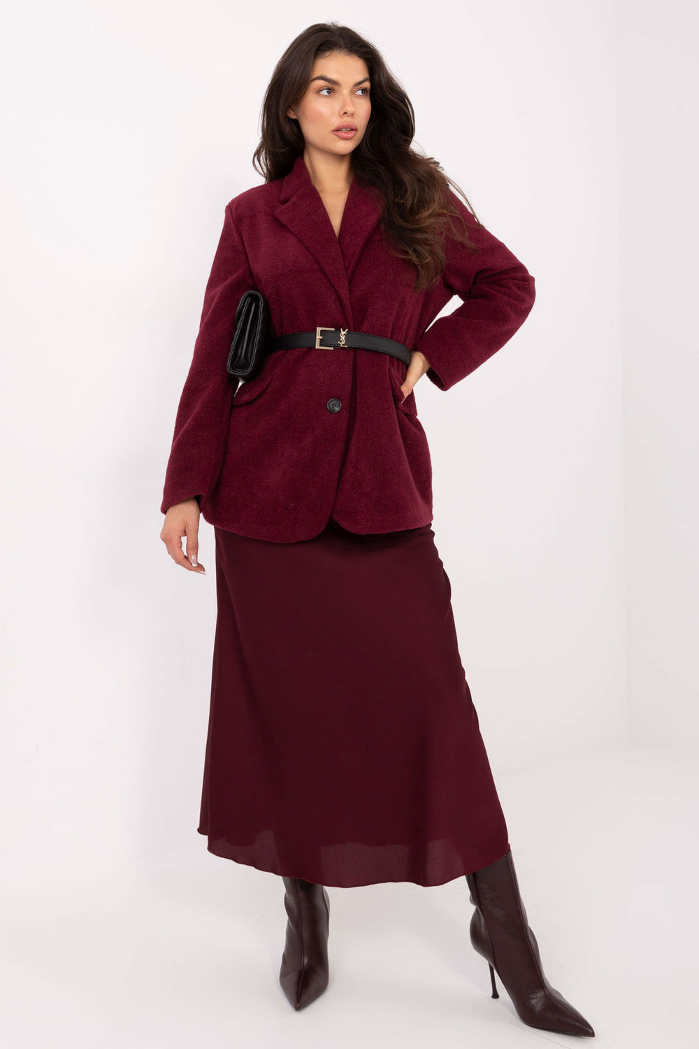 Płaszcz Damski Model IT-PL-FL7696.16 Bordo - Rue Paris - obrazek 2