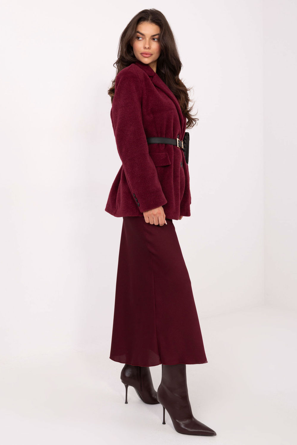 Płaszcz Damski Model IT-PL-FL7696.16 Bordo - Rue Paris - obrazek 4