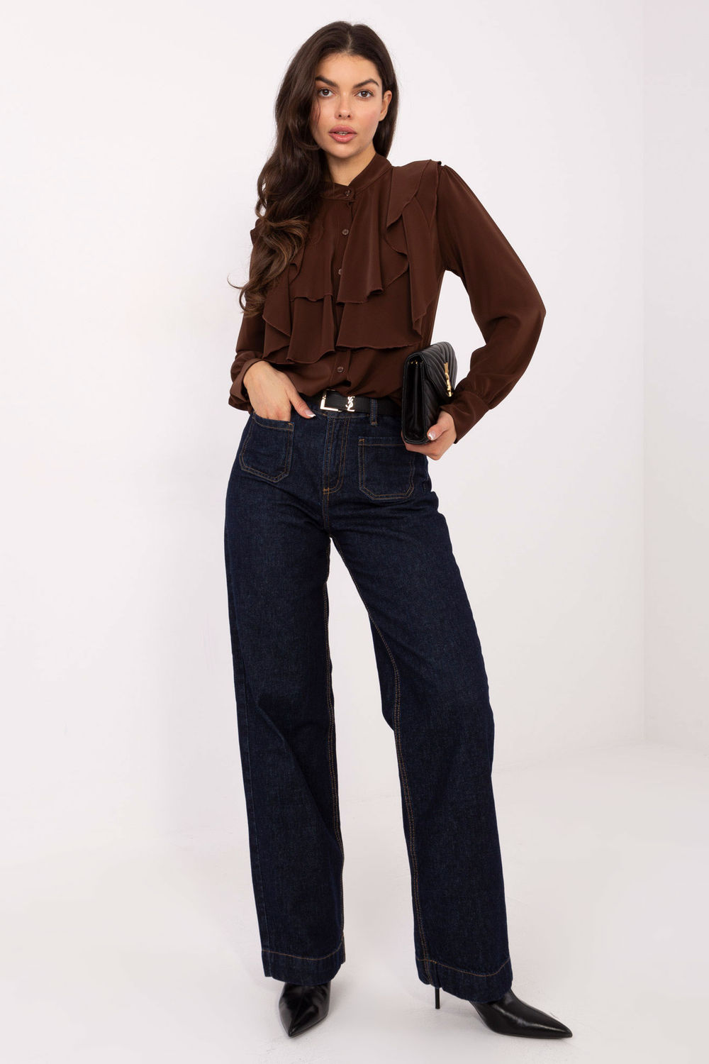 Koszula Damska Model MI-KS-3282.53 Brown - Rue Paris - obrazek 2