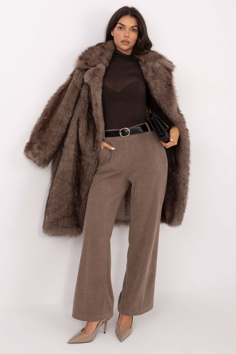 Spodnie Damskie Model IT-SP-FL8252.18P Dark Beige - Italy Moda