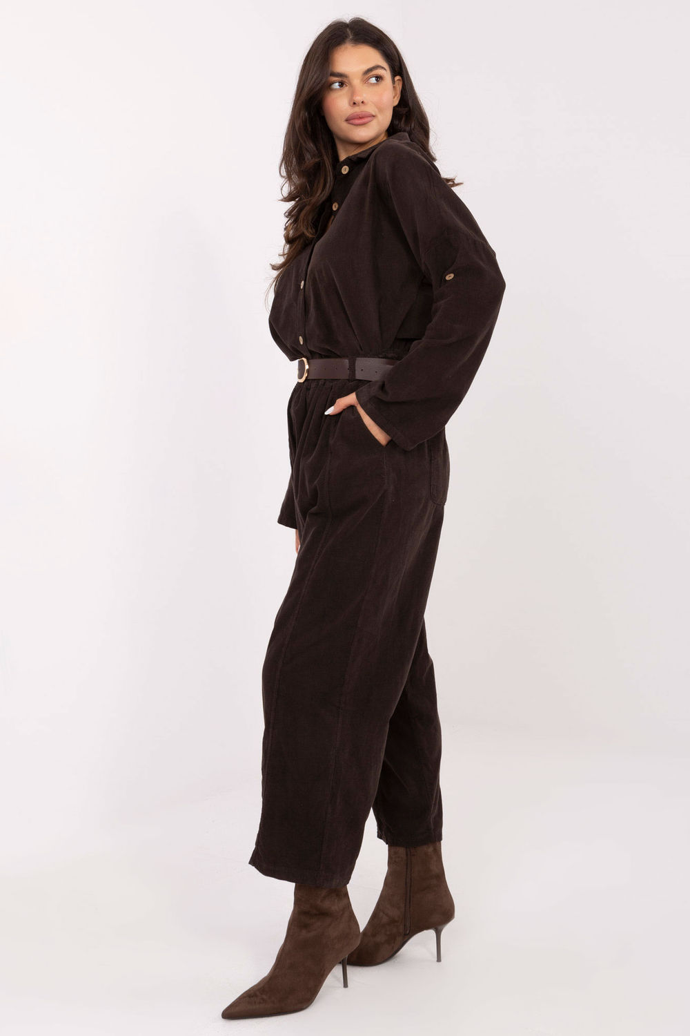 Spodnie Damskie Model IT-SP-258009.83 Dark Brown - Italy Moda - obrazek 2