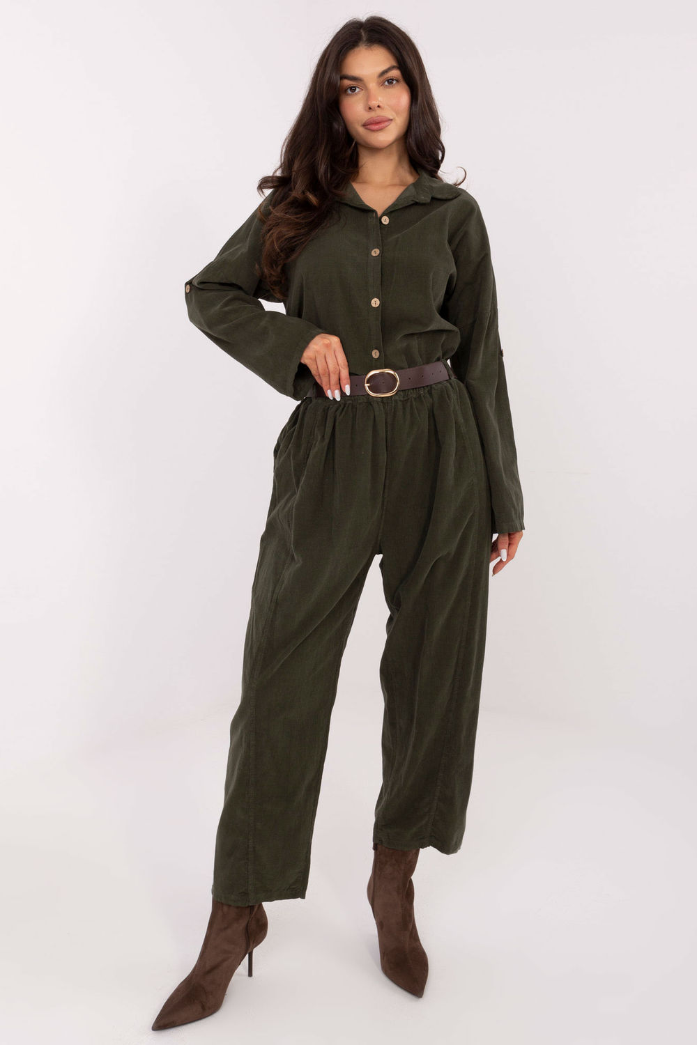 Koszula Damski Model IT-KS-22390.81 Khaki - Italy Moda - obrazek 2