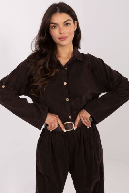 Koszula Damska Model IT-KS-22390.81 Dark Brown - Italy Moda