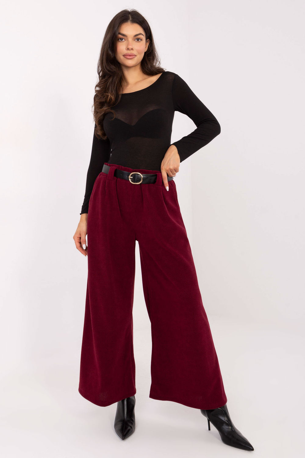Spodnie Damskie Model IT-SP-FL5583.16P Bordo - Rue Paris