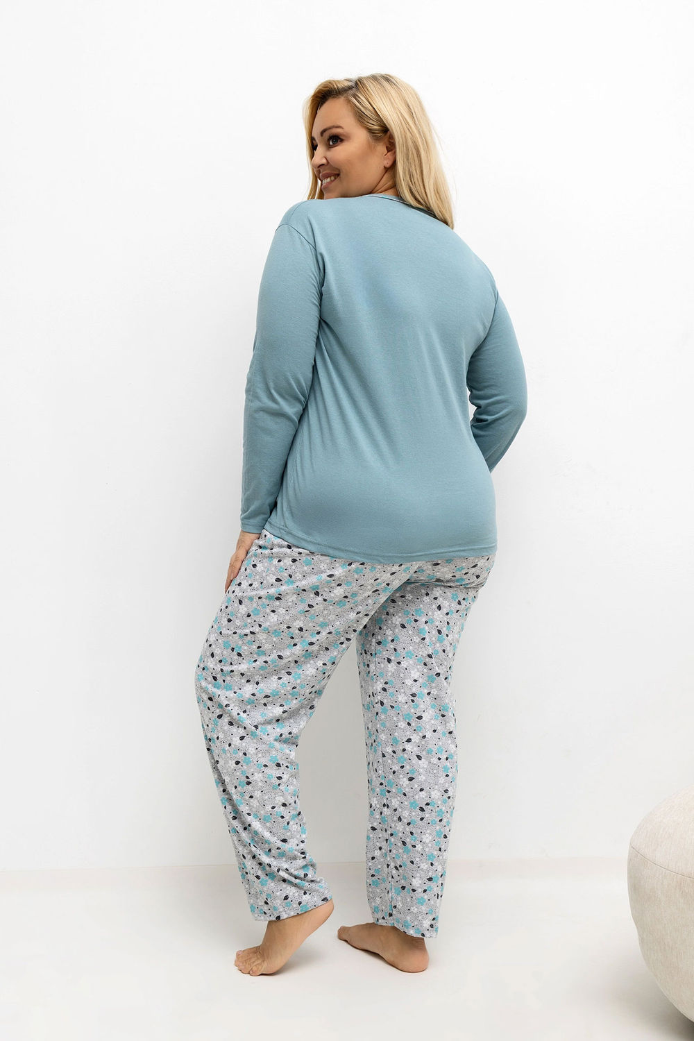 Piżama Damska Plus Size Model DU-KN-FP-502.97 Dark Mint - Forever Pink - obrazek 3