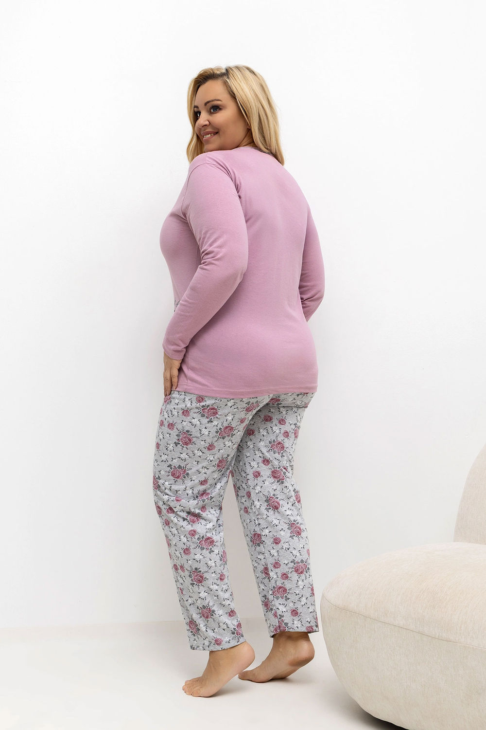 Piżama Damska Plus Size Model DU-PI-FP-506.56 Dark Pink - Forever Pink - obrazek 3