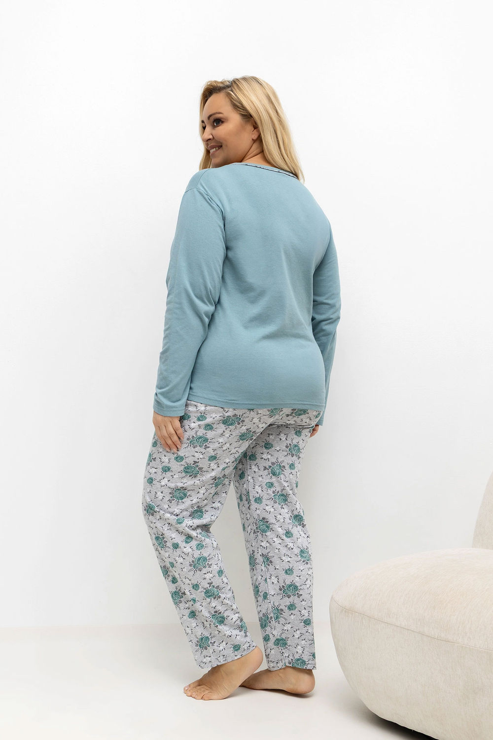 Piżama Damska Plus Size Model DU-PI-FP-506.56 Dark Mint - Forever Pink - obrazek 2