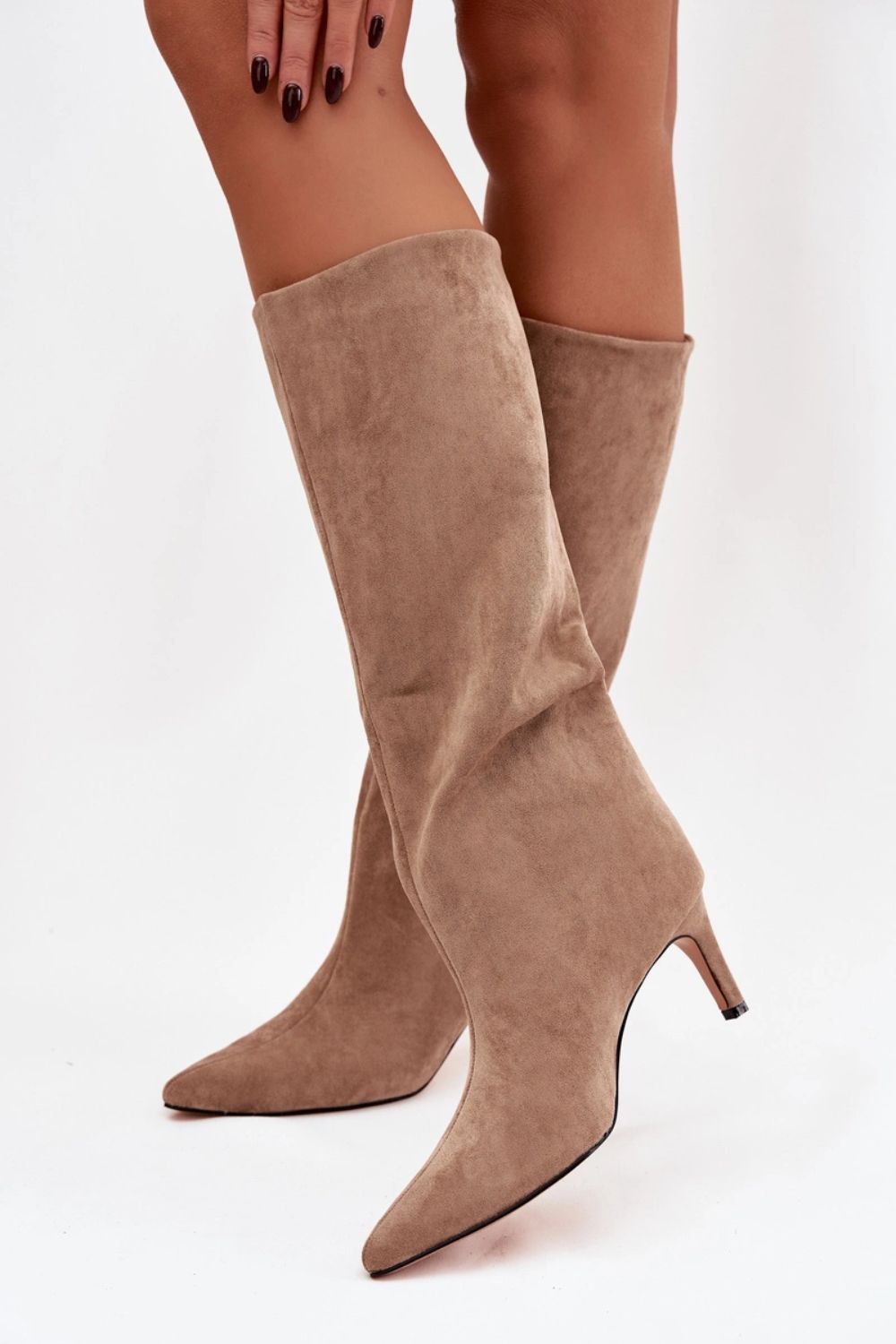Kozaki Model Olivienne CLS-573 Beige Zamsz - Step in style - obrazek 3