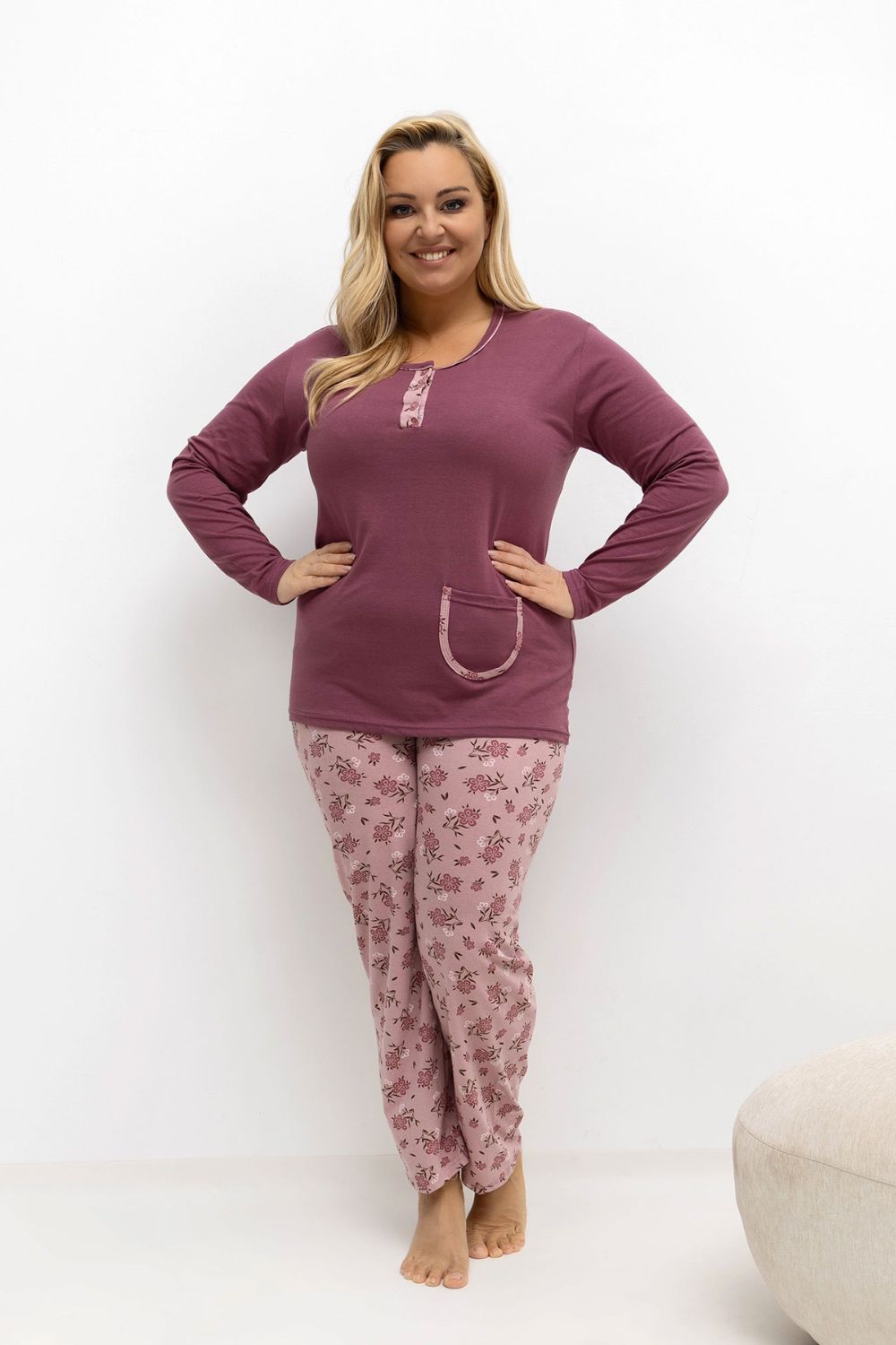 Piżama Damska Plus Size Model DU-PI-FP-508.57 Dark Pink - Forever Pink - obrazek 3