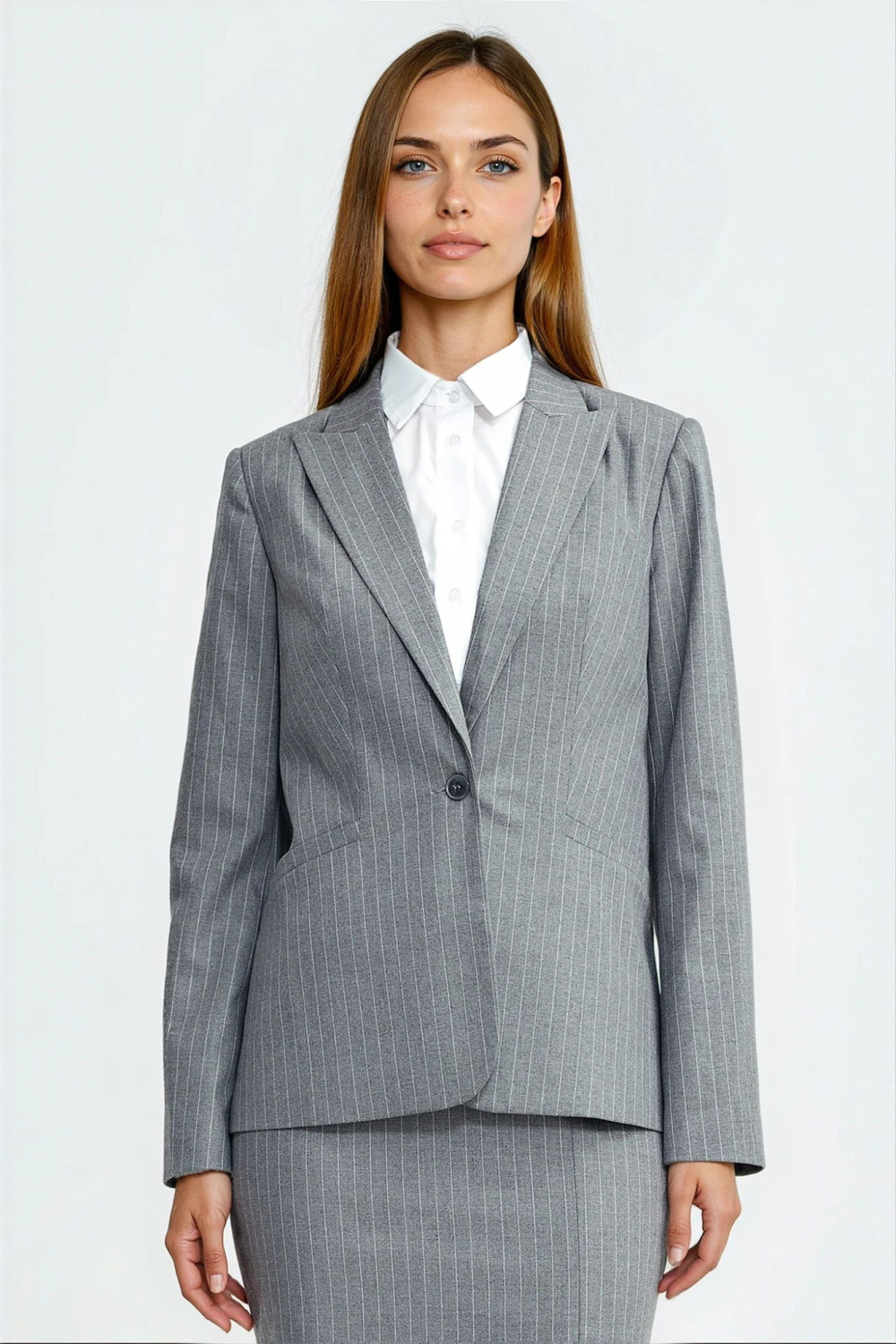 Żakiet klasyczny prążek Z91 Grey - Nife - obrazek 2