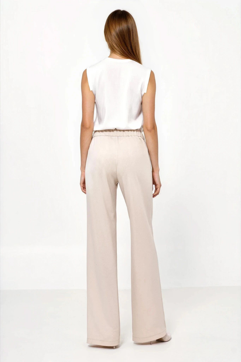 Spodnie Beżowe spodnie loose cut SD131 Beige - Nife - obrazek 3