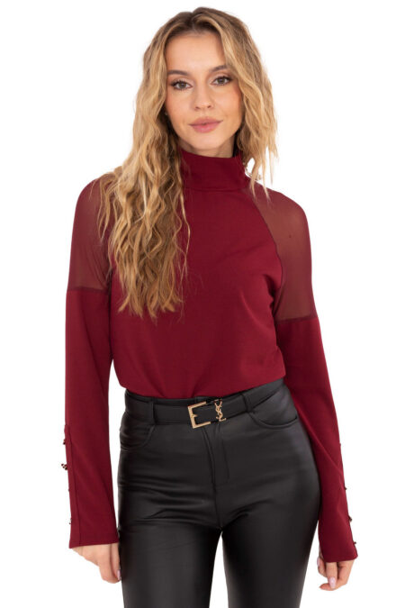 Bluzka Model MI-BZ-M776.13 Bordo - Rue Paris