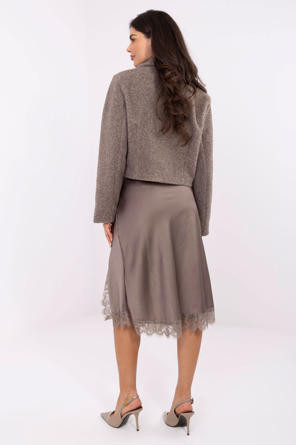 Płaszcz Damski Model IT-KR-FL9730.23 Dark Beige - Rue Paris - obrazek 3