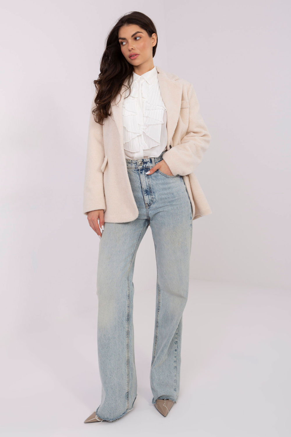 Płaszcz Damski Model IT-PL-FL7696.16 Light Beige - Rue Paris - obrazek 2