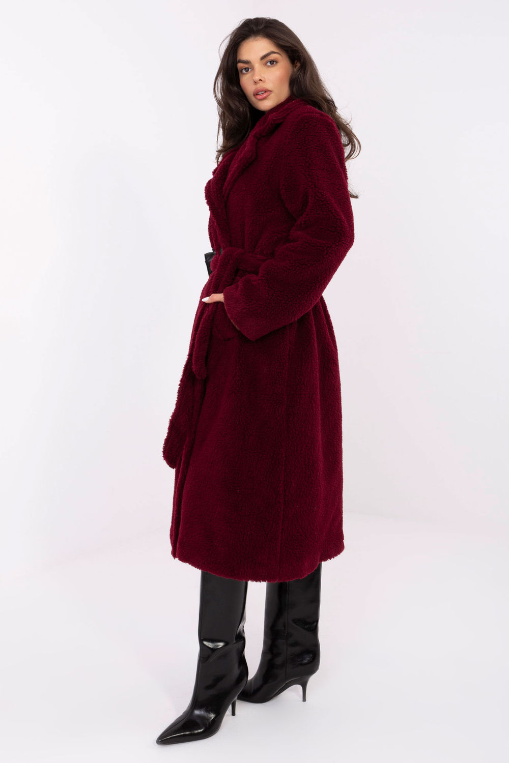 Płaszcz Damski Model IT-PL-97150.26 Bordo - Factory Price - obrazek 2