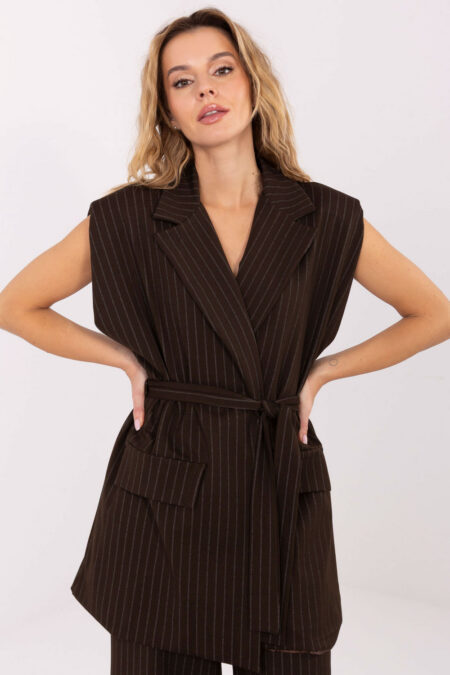 Kamizelka Model IT-KZ-FL9790.66 Dark Brown - Rue Paris
