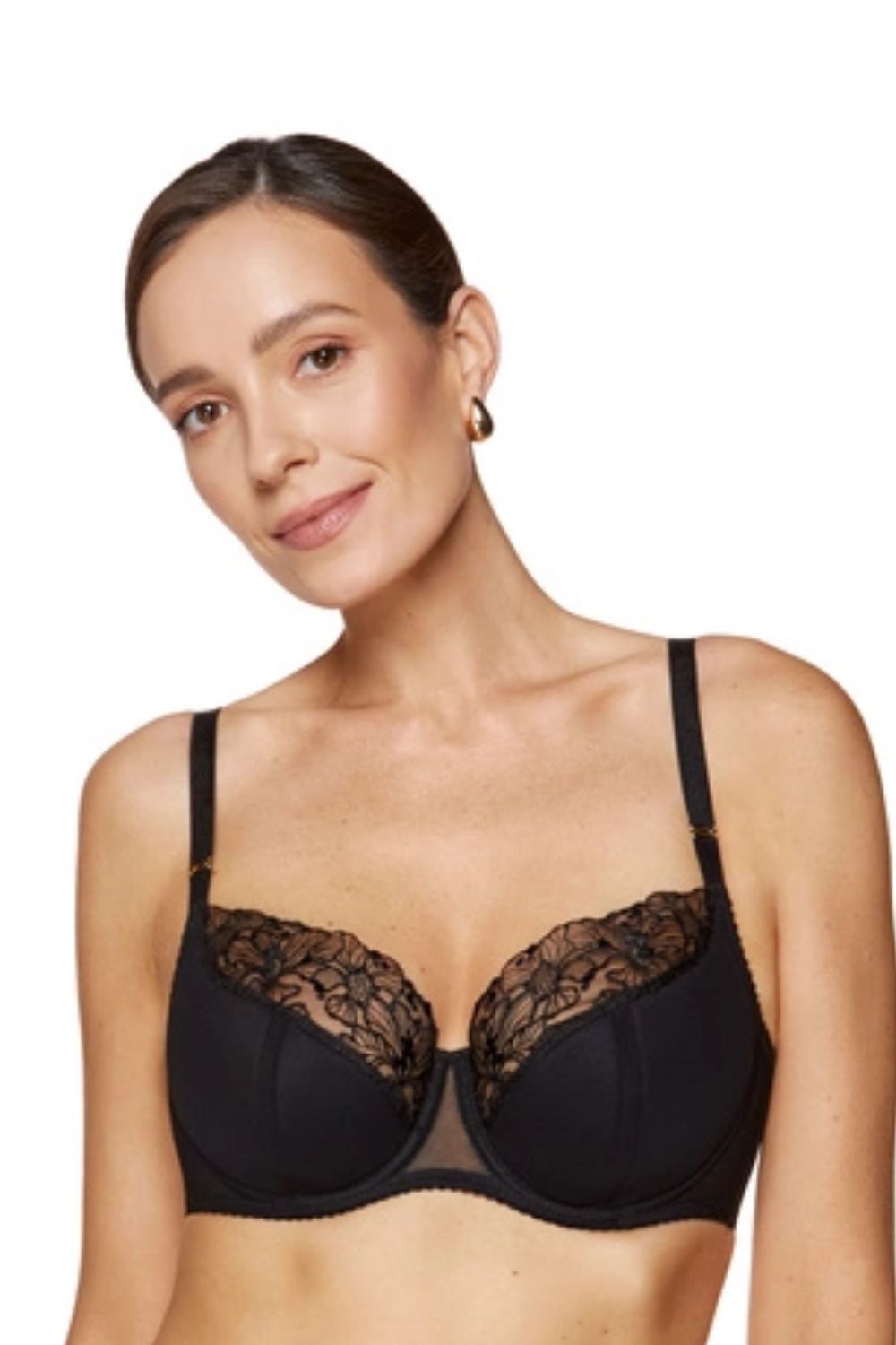 Biustonosz Soft Biustonosz Semi-Soft Model Fleur B3 Black - Gorteks