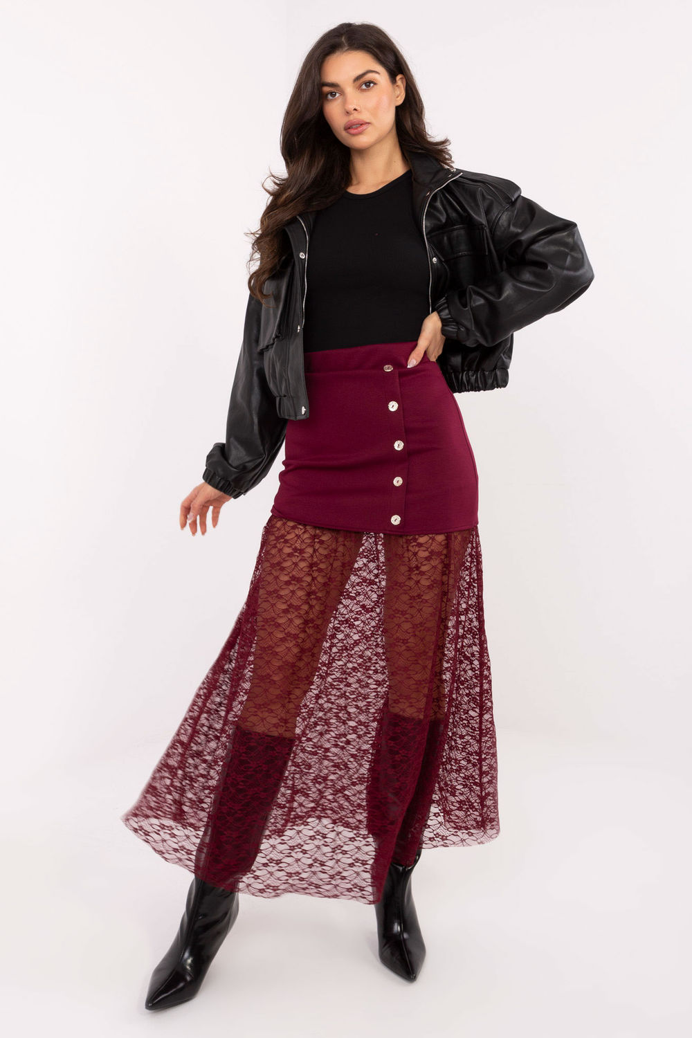 Spódnica Model MI-SD-3292.09P Bordo - Italy Moda