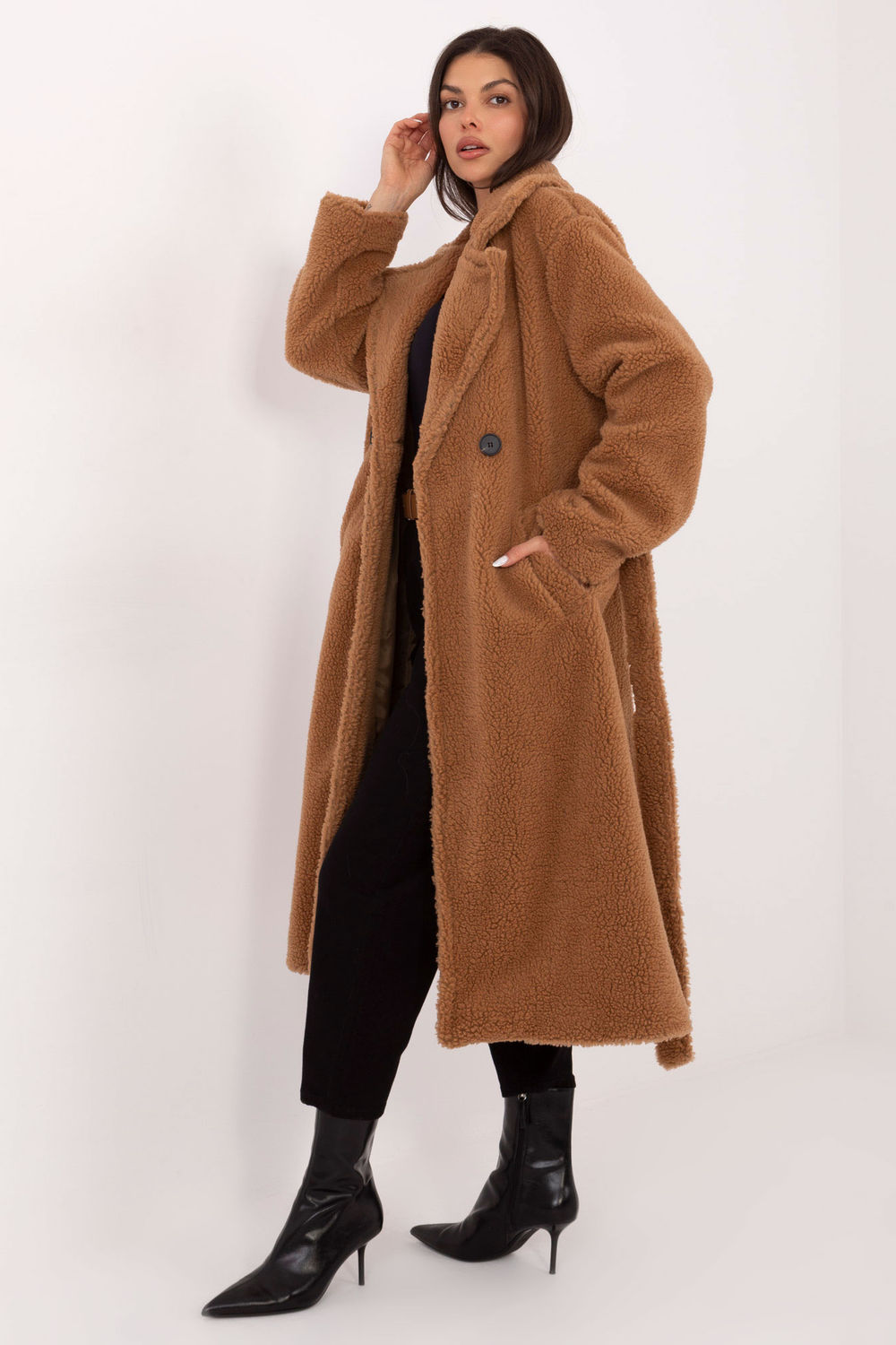 Płaszcz Damski Model IT-PL-97150.26 Camel - Factory Price - obrazek 2