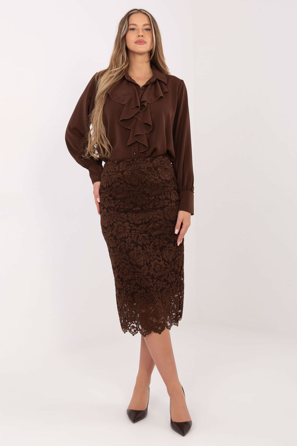 Koszula Damska Model IT-KS-26967.28 Brown - Factory Price - obrazek 2