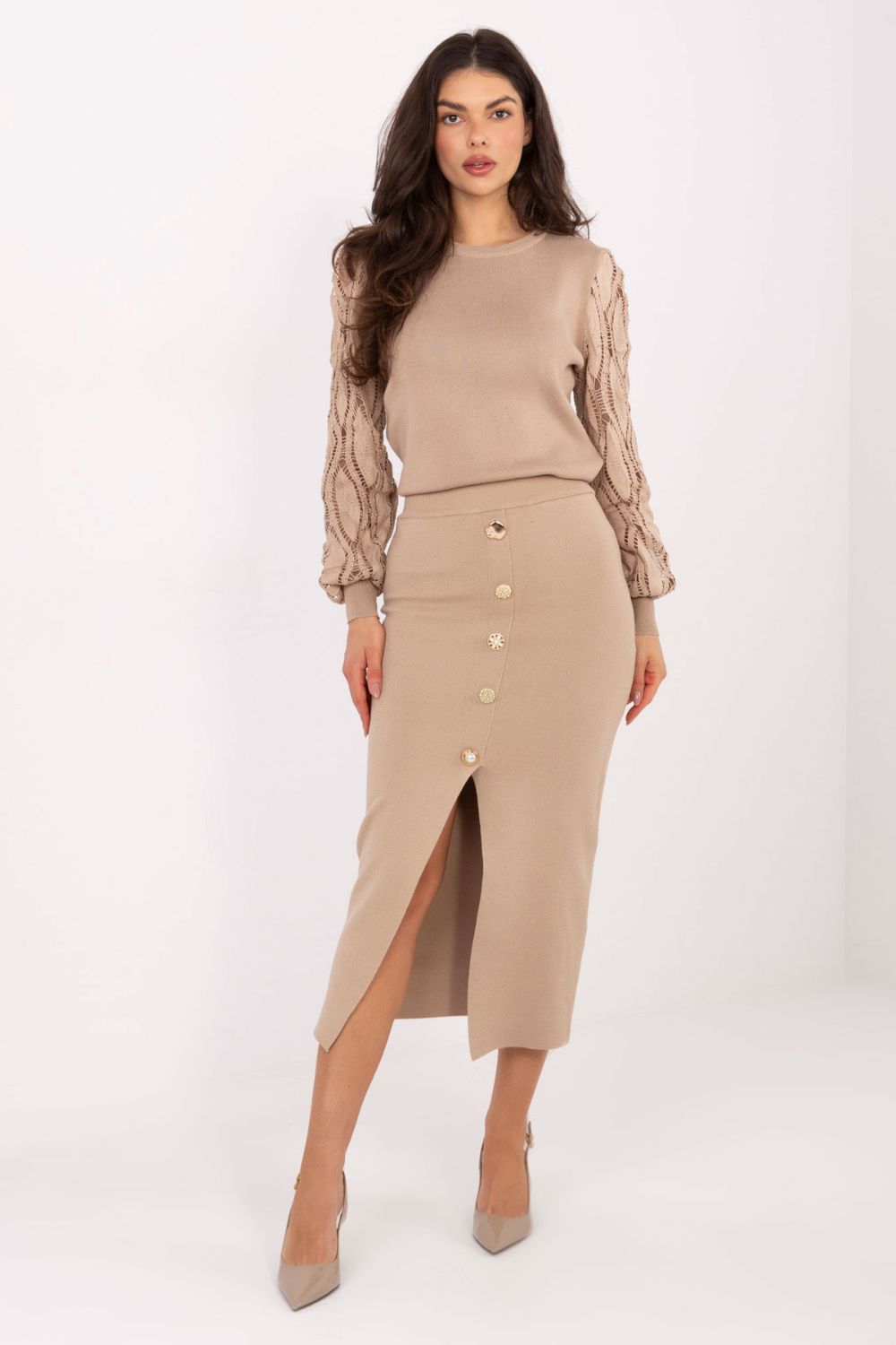Spódnica Model PM-SD-YIS1059.71 Dark Beige - Factory Price - obrazek 3
