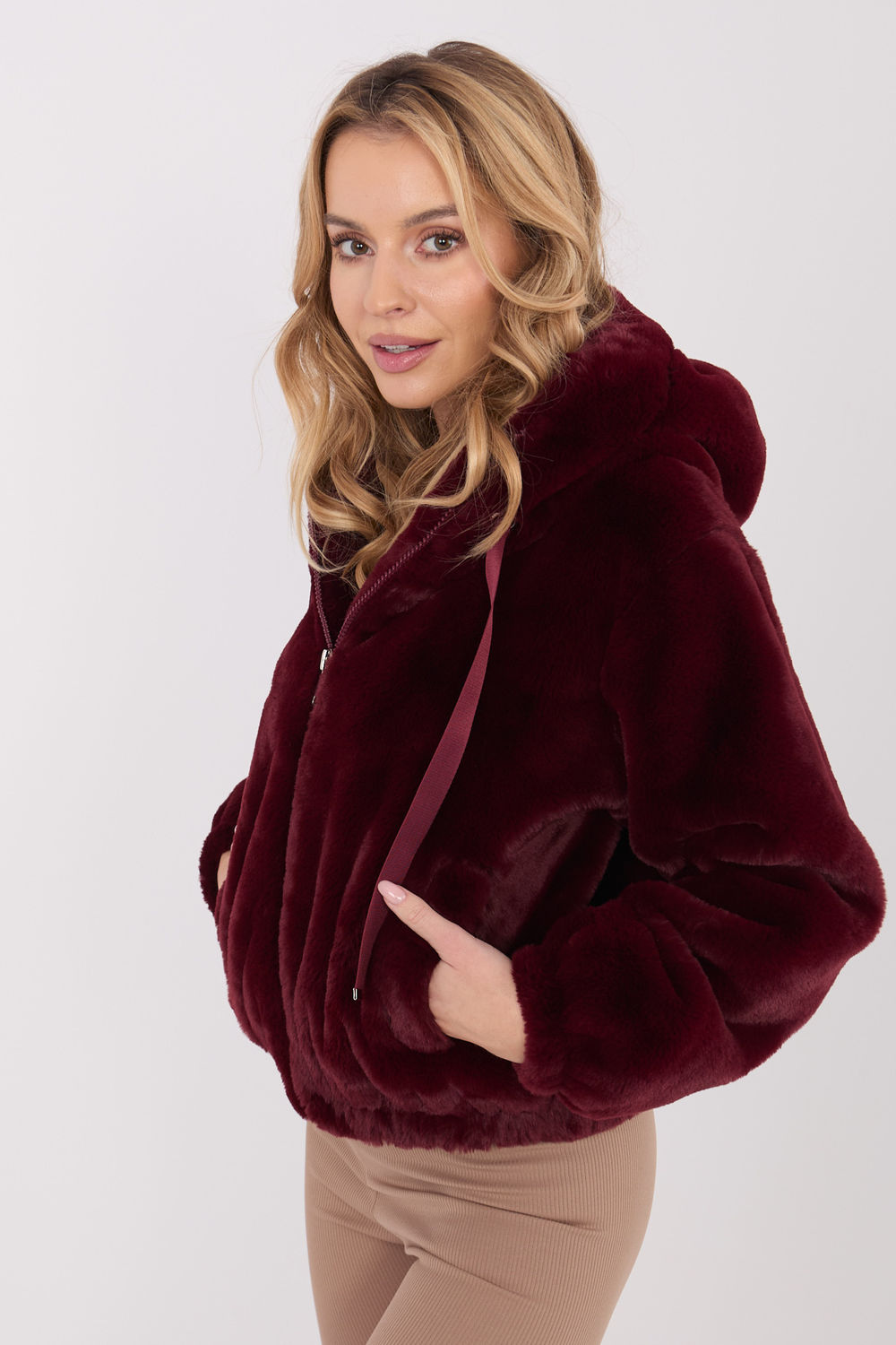 Kurtka Damska Model IF-KR-G230111.97P Bordo - Factory Price - obrazek 4