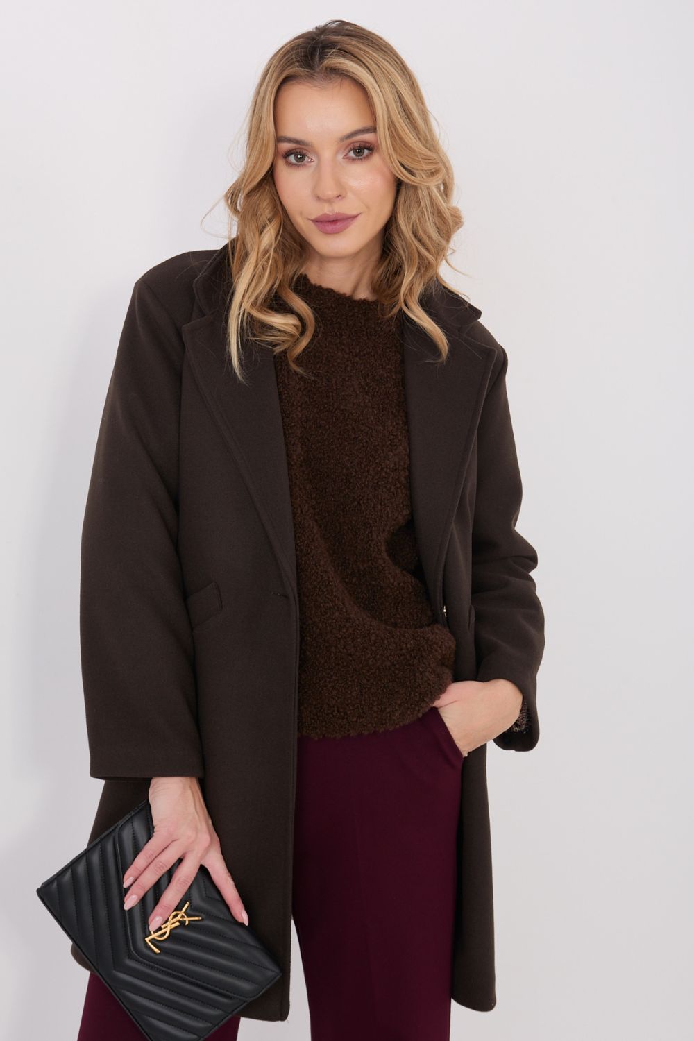 Płaszcz Damski Model IT-PL-20238.23 Dark Brown - Italy Moda - obrazek 4