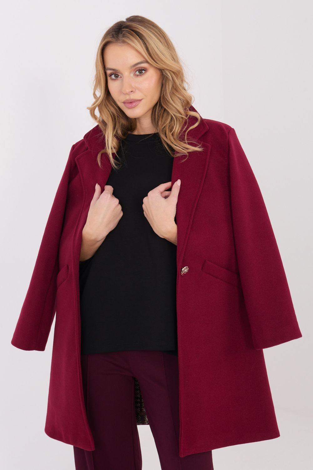 Płaszcz Damski Model IT-PL-20238.23 Bordo - Italy Moda - obrazek 4