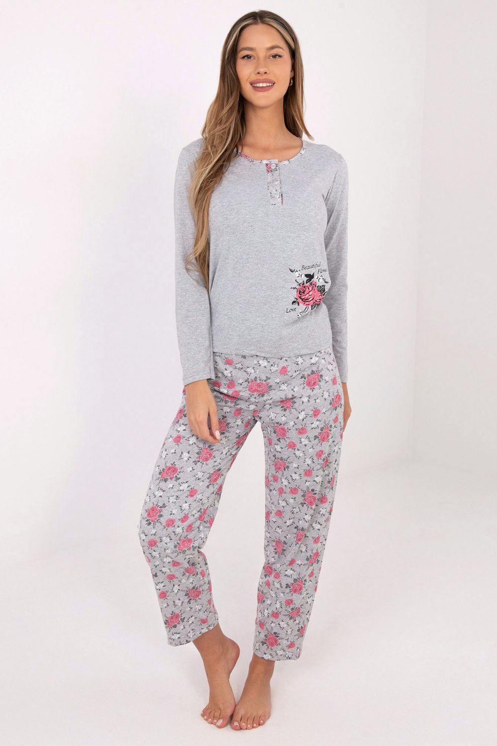 Piżama Damska Model DU-PI-FP-006.02 Grey - Forever Pink - obrazek 3
