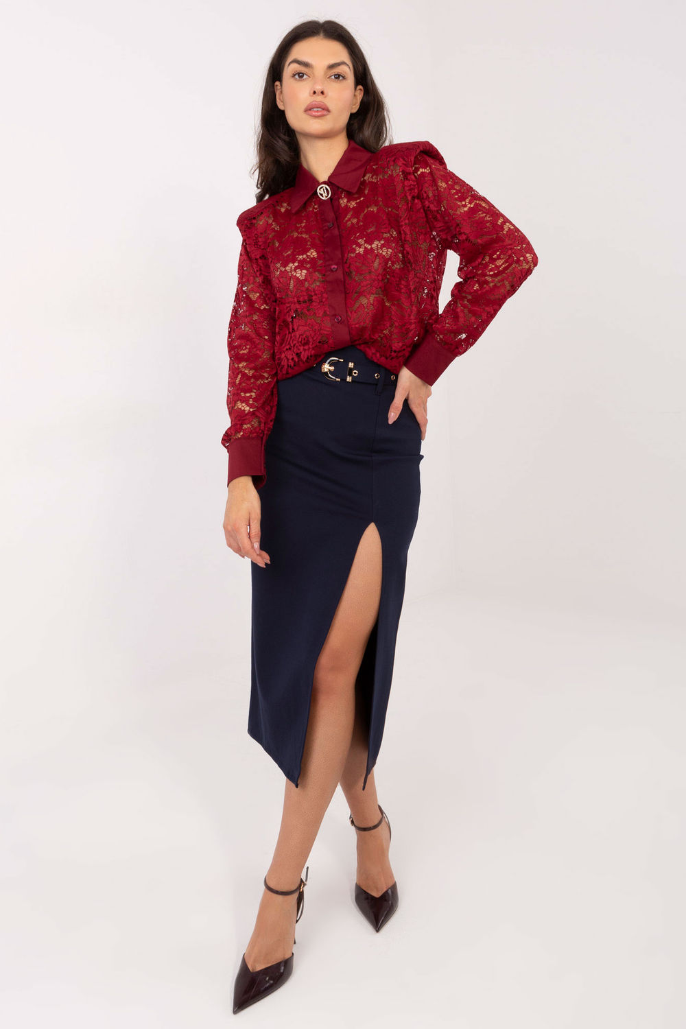 Koszula Damska Model IT-KS-21999.50 Bordo - Italy Moda - obrazek 2