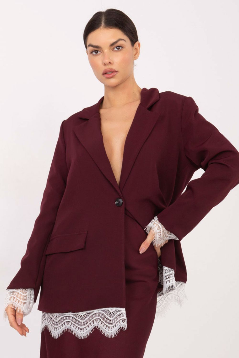 Marynarka Model IT-MA-FL9916.02P Bordo - Italy Moda - obrazek 5