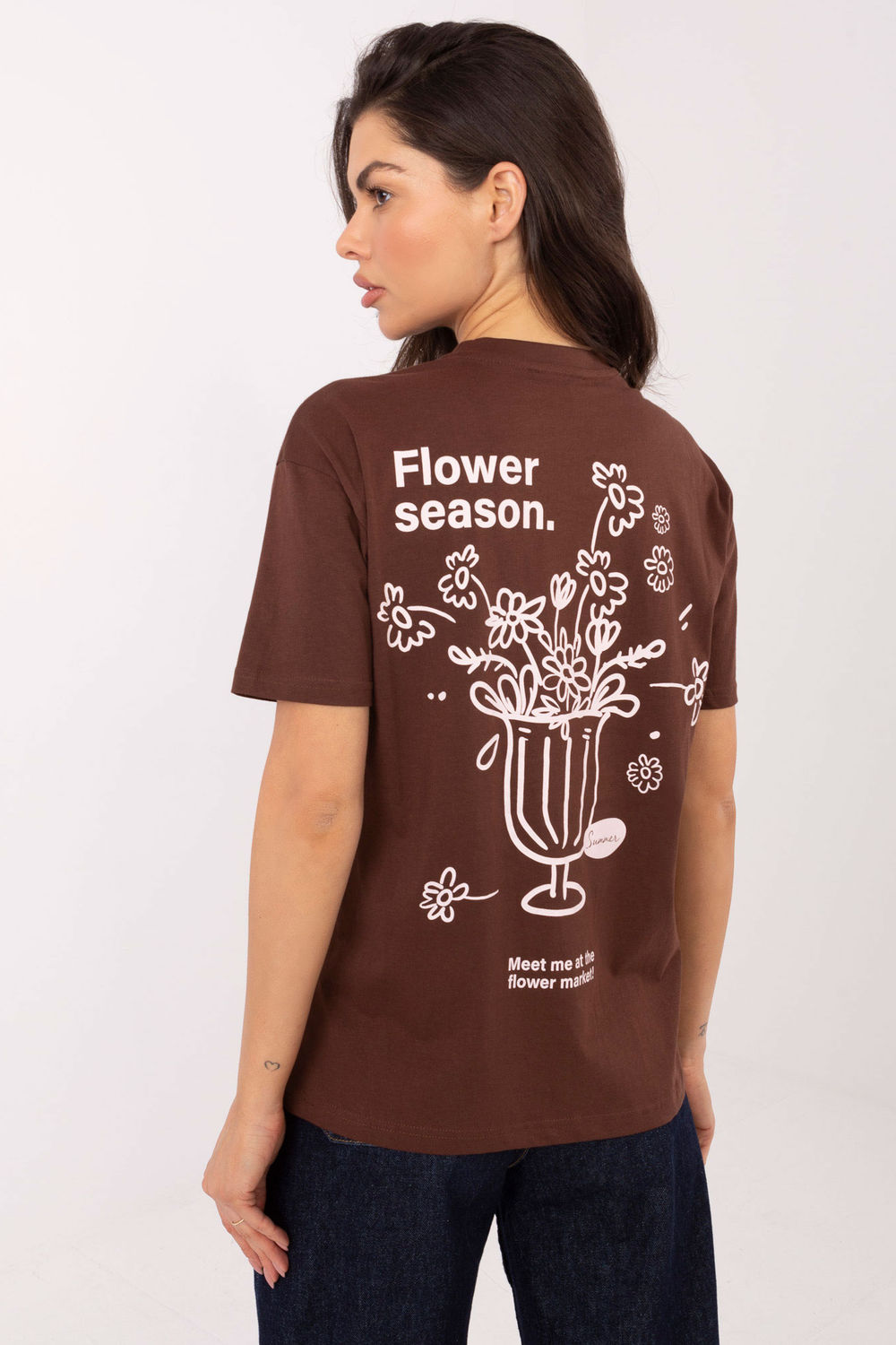 Tshirt Damski Model D12022AH02645V Dark Brown - Sublevel - obrazek 3