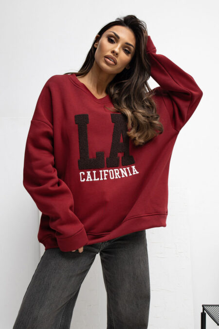 Bluza Damska Model RV-BL-A1035.13 Bordo - Rue Paris