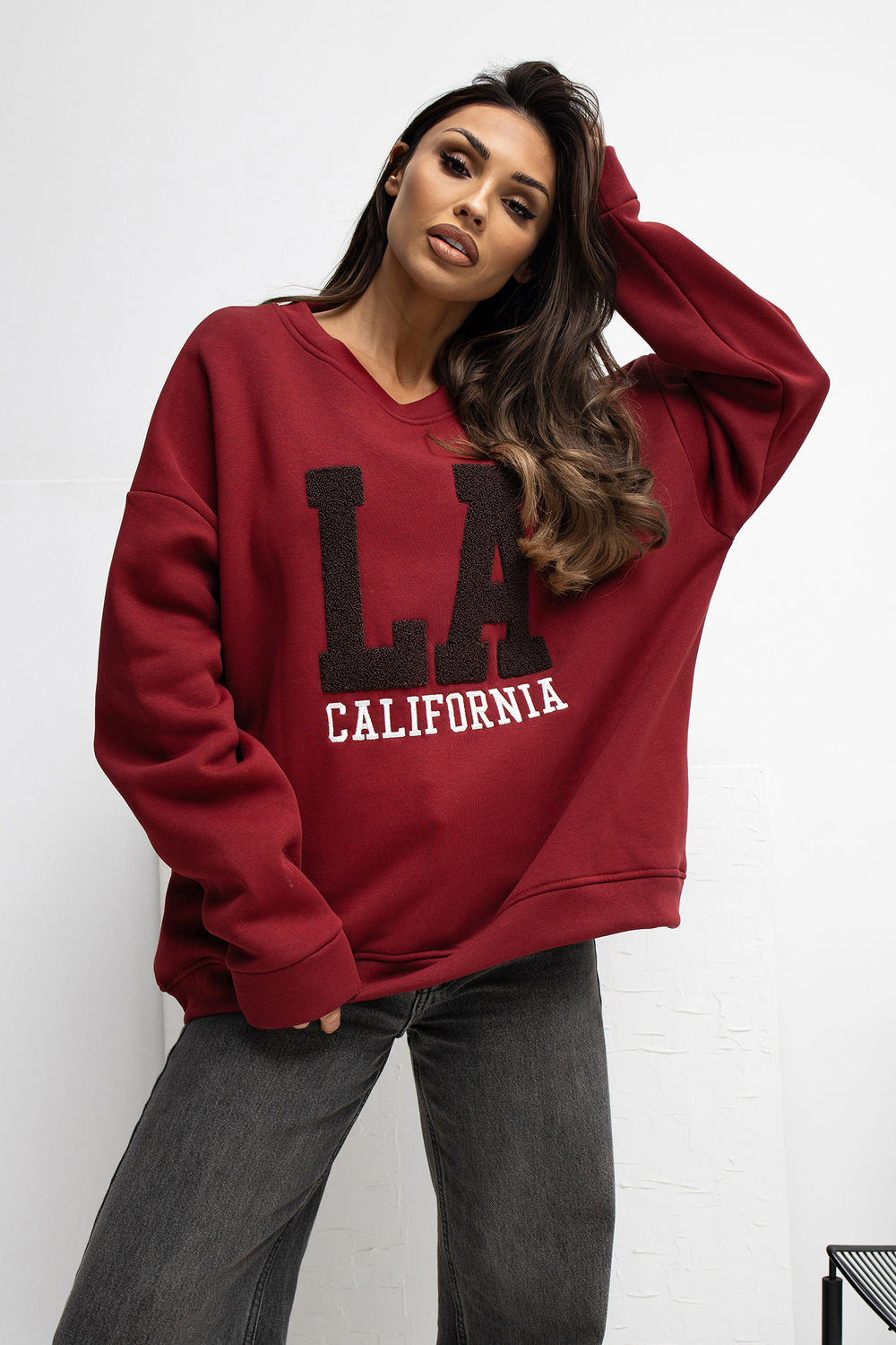 Bluza Damska Model RV-BL-A1035.13 Bordo - Rue Paris
