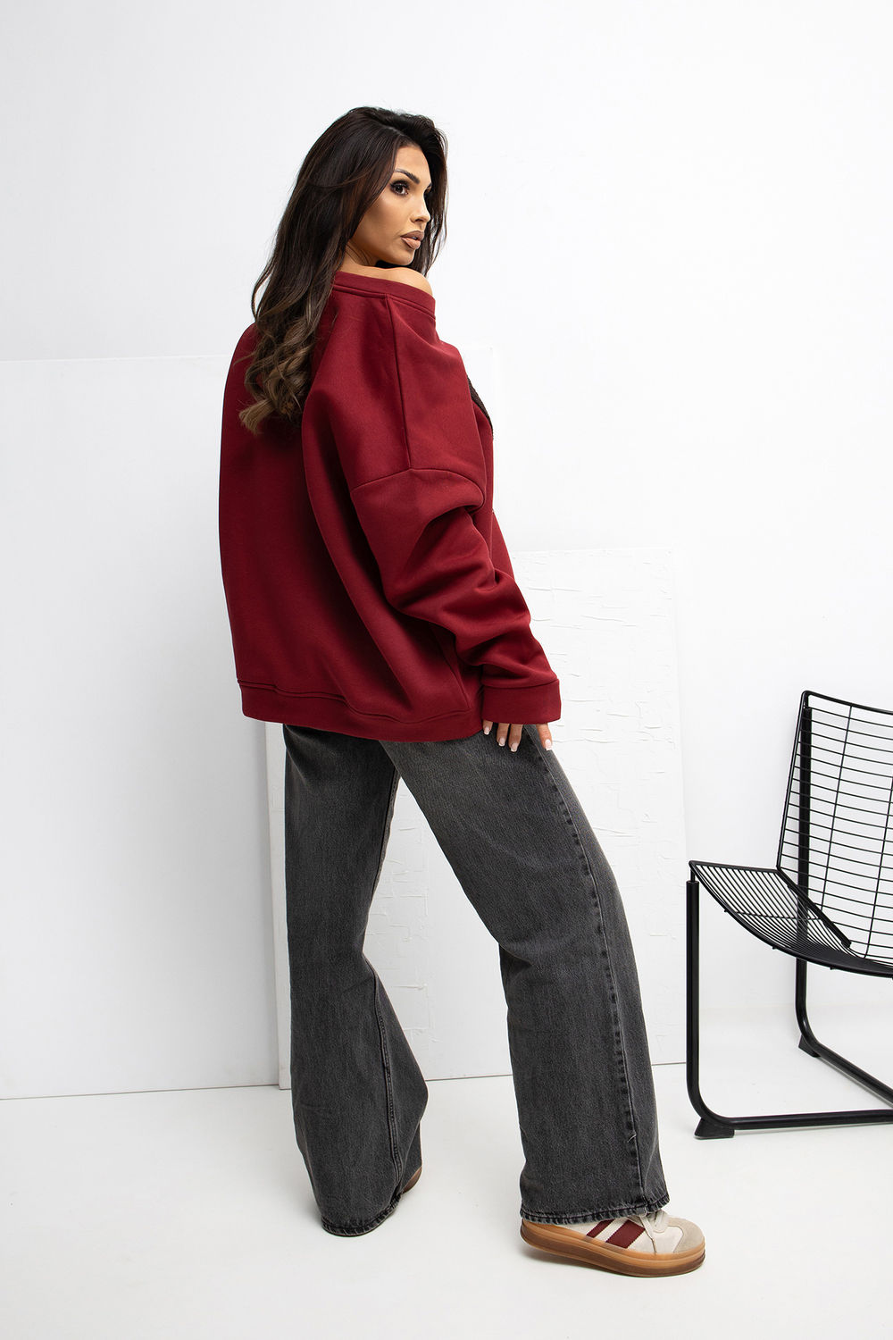 Bluza Damska Model RV-BL-A1035.13 Bordo - Rue Paris - obrazek 3