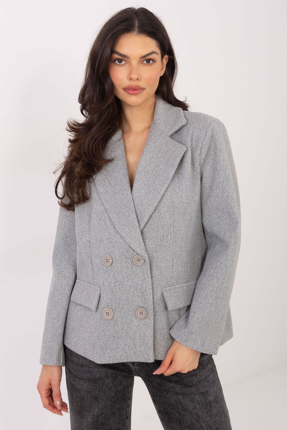 Płaszcz Damski Model IT-KR-FL9559.02P Grey - Rue Paris - obrazek 4