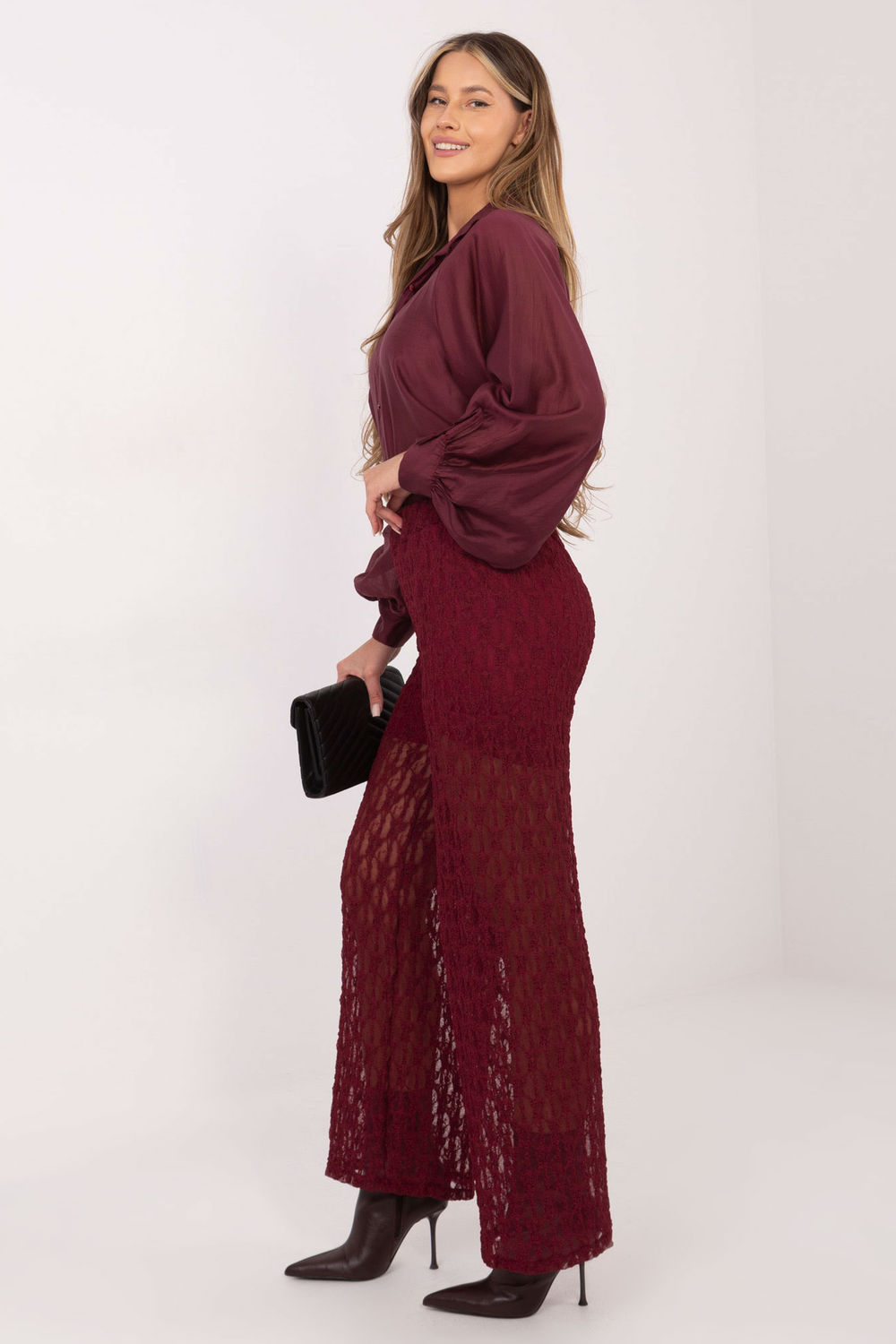 Spodnie Damskie Model IT-SP-9965.77 Bordo - Italy Moda - obrazek 2