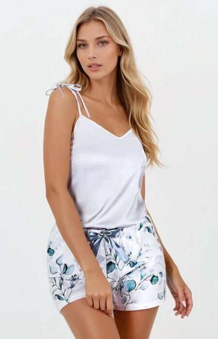 Piżama Damska Model Emma 223836 SIlver/White - Momenti Per Me