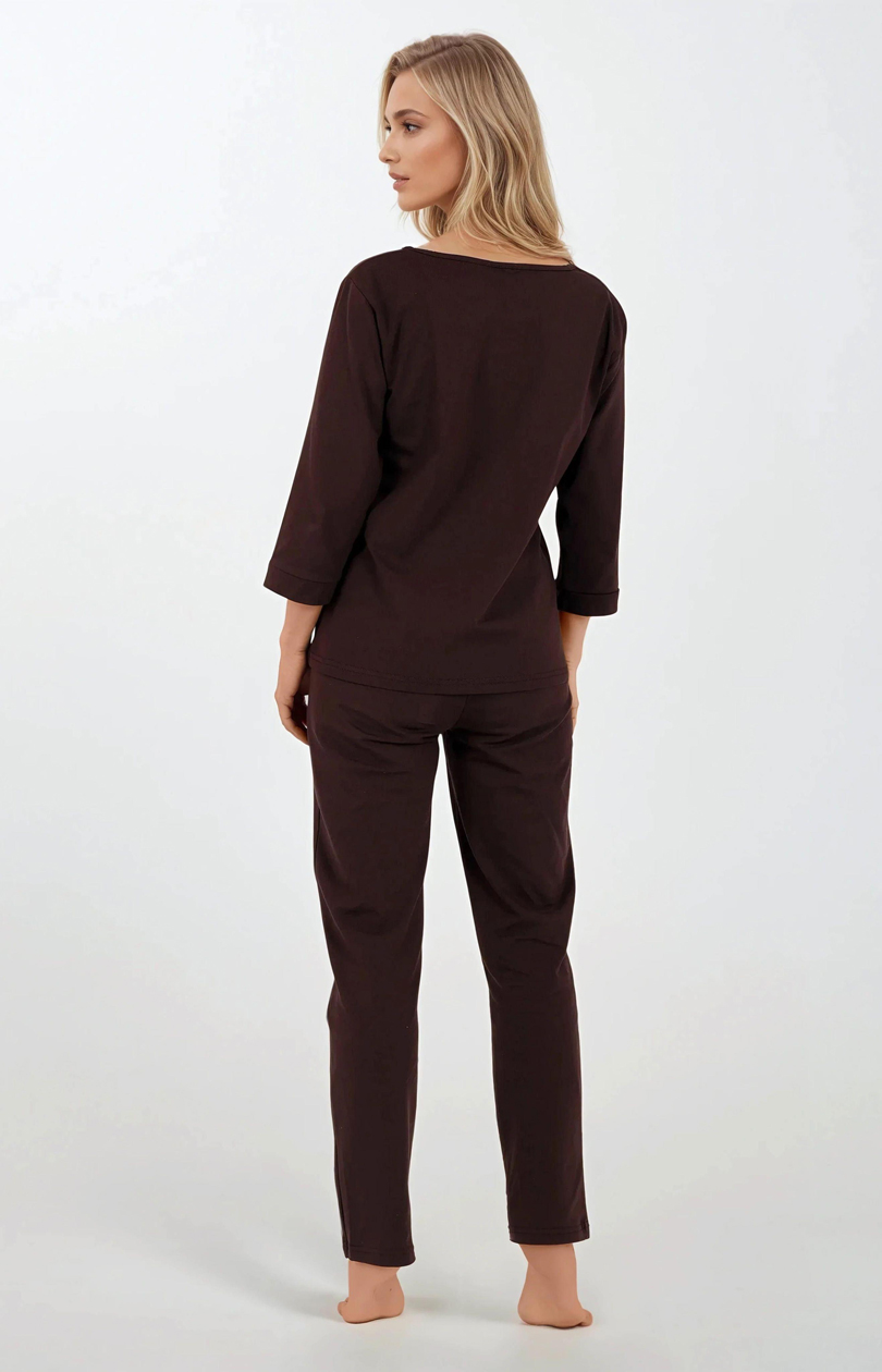 Piżama Damska Model Bonjour 217680 Espresso Chocolate - Momenti Per Me - obrazek 4