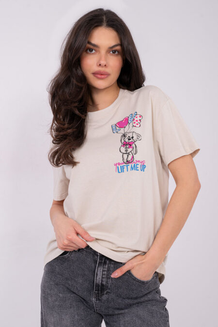 Tshirt Damski Model D12022AH02645Y Light Beige - Sublevel