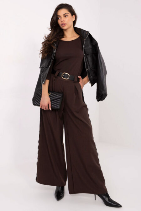 Spodnie Damskie Model MI-SP-62440.56 Dark Brown - Italy Moda