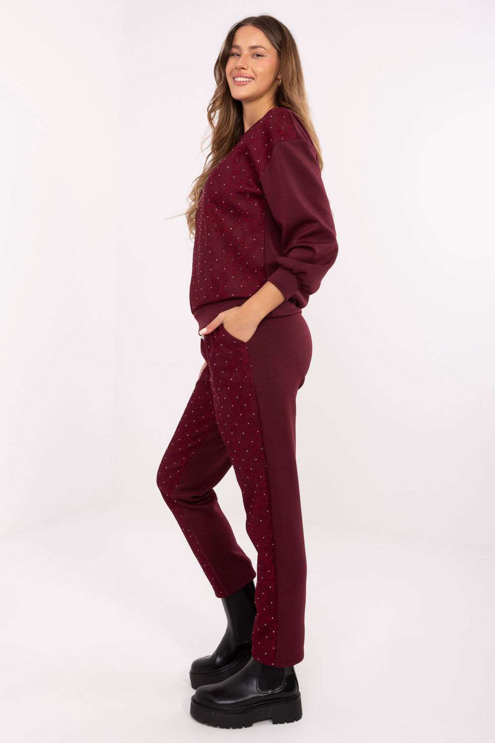 Spodnie Komplet Model IT-KMPL-9850.14P Bordo - Italy Moda - obrazek 2