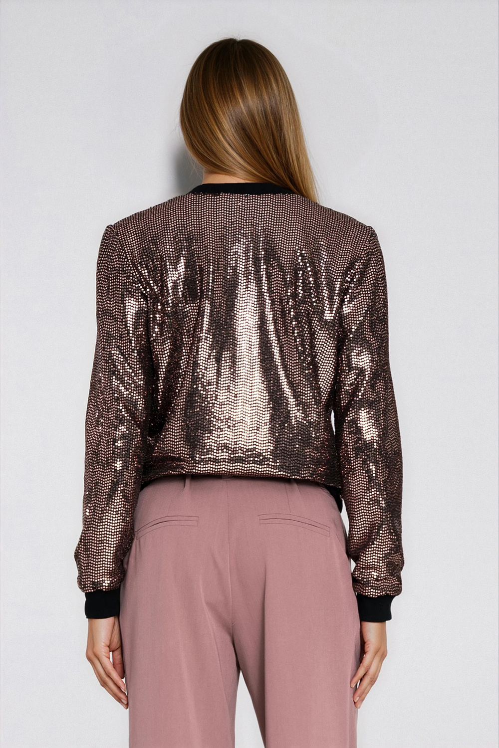 Cekinowa rozpinana bluza BL14 Miedziany - Nife - obrazek 3
