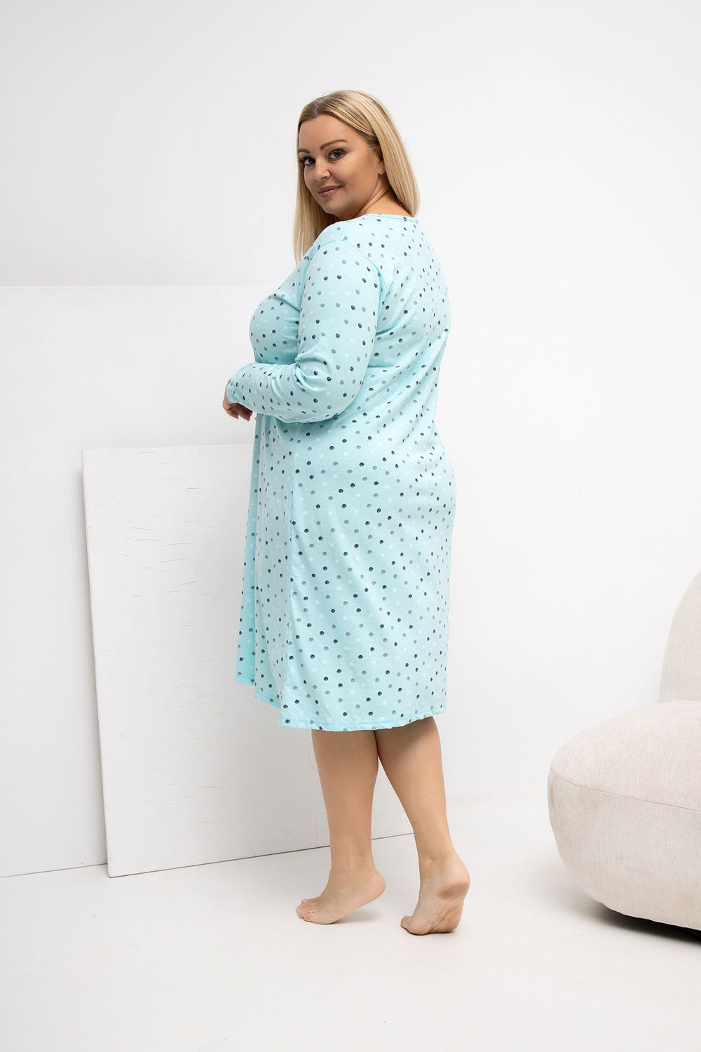 Koszula Nocna Plus Size Model DU-KN-FP-607.04P Mint - Forever Pink - obrazek 3