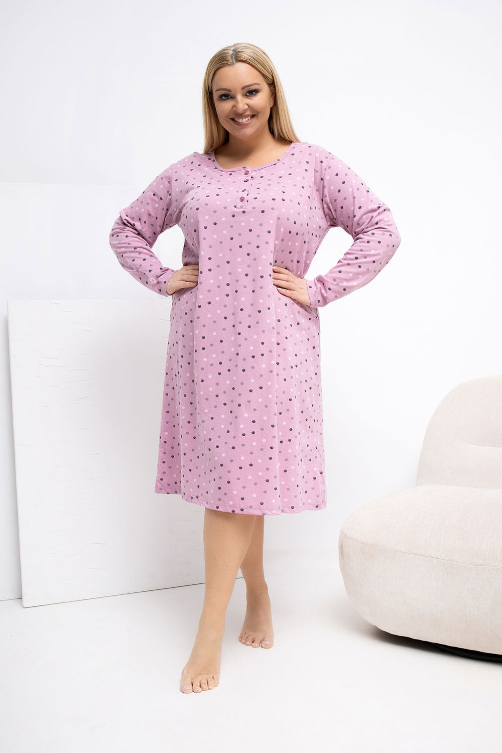 Koszula Nocna Plus Size Model DU-KN-FP-607.04P Dark Pink - Forever Pink - obrazek 2
