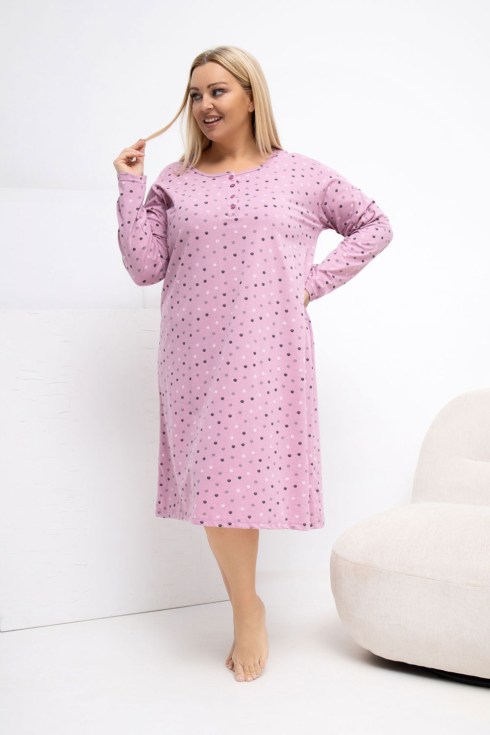 Koszula Nocna Plus Size Model DU-KN-FP-607.04P Dark Pink - Forever Pink - obrazek 4