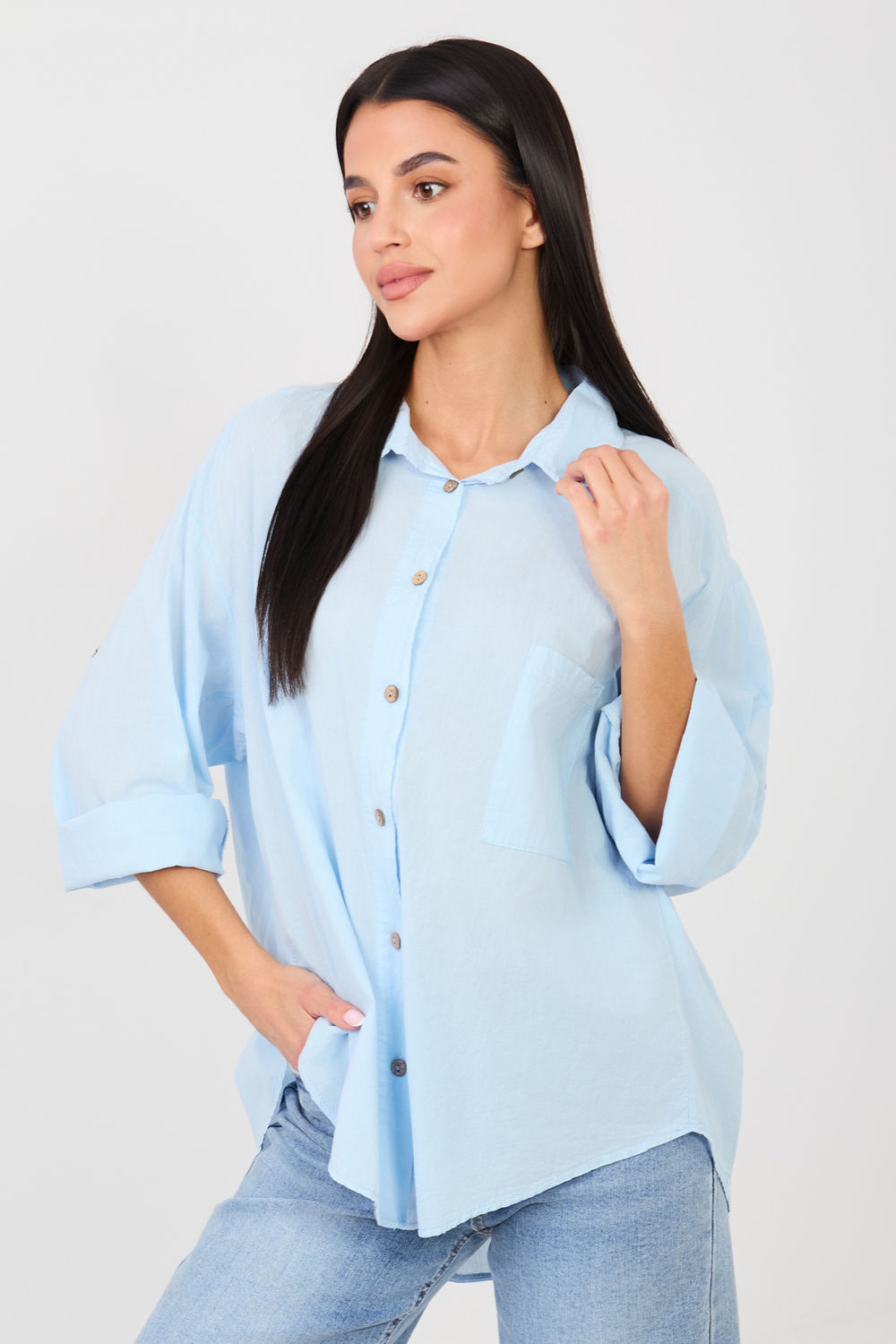 Koszula Damska Model IT-KS-6704.25 Light Blue - Factory Price - obrazek 3