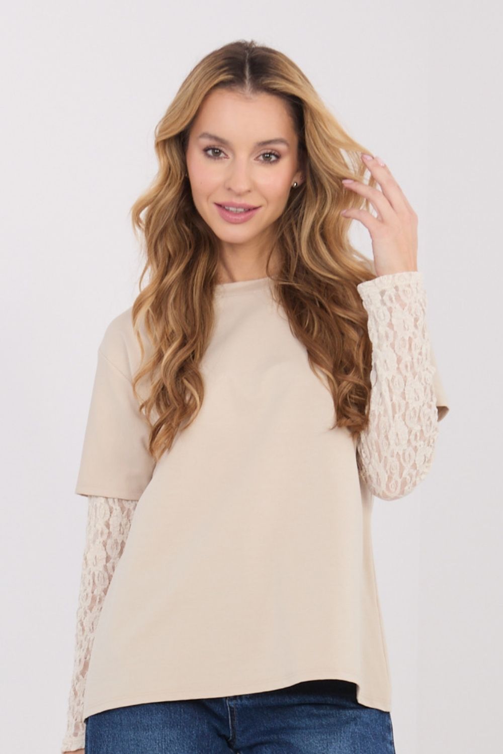 Bluzka Model MI-BZ-4227.61 Beige - Italy Moda - obrazek 4