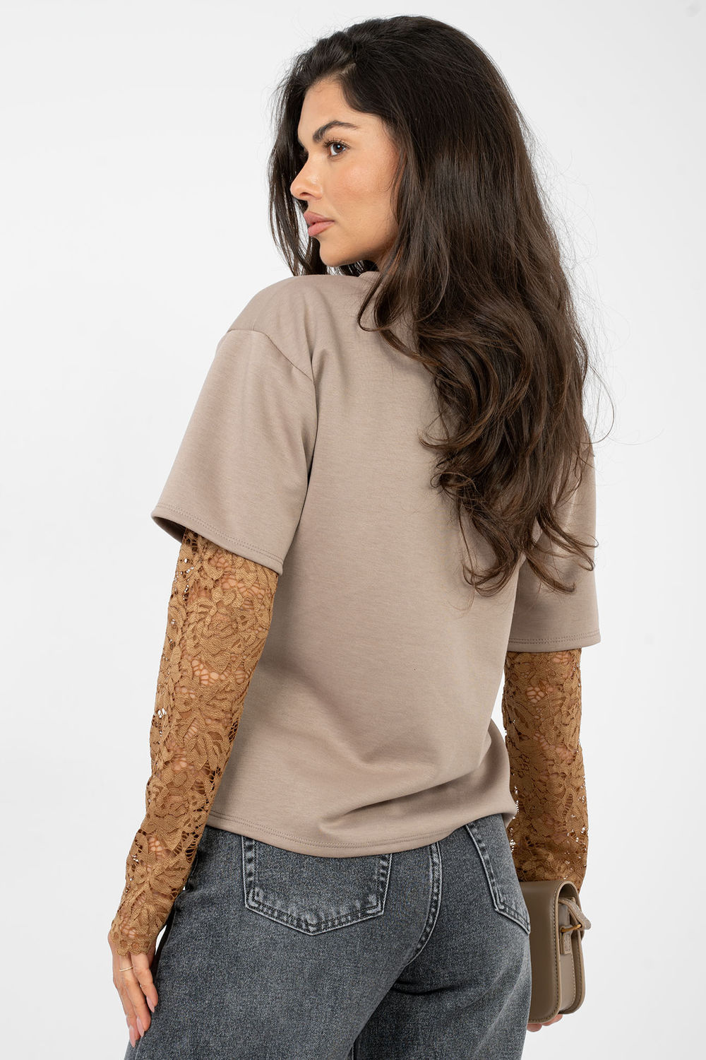 Bluzka Model IT-BZ-22128.27 Dark Beige - Italy Moda - obrazek 3