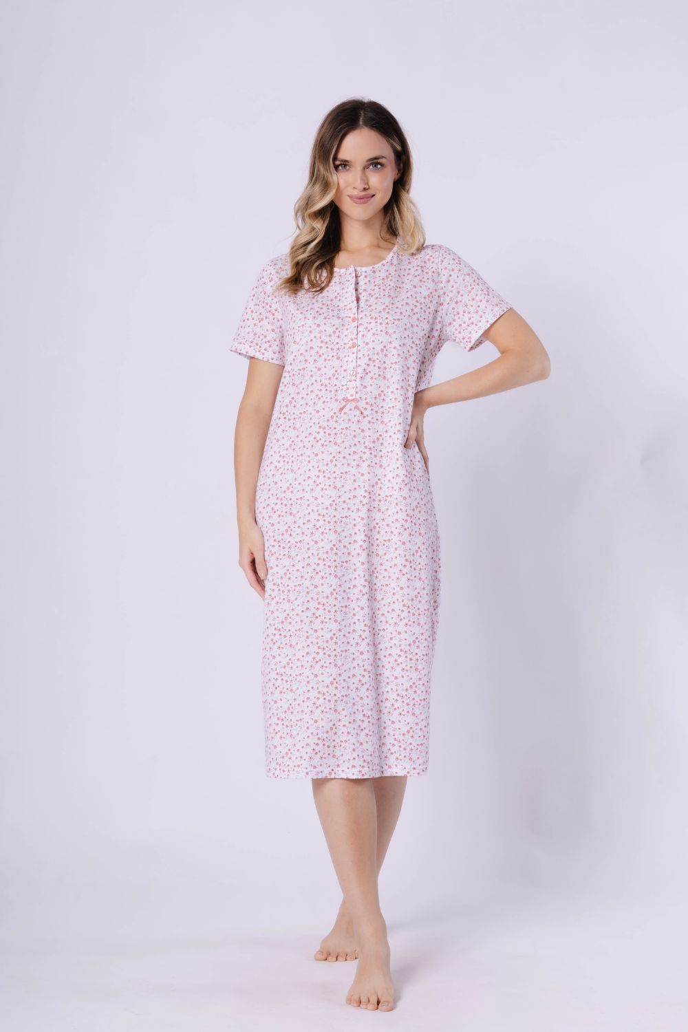 Koszulka nocna Koszula Nocna Model Oriana 1723 Coral/White - M-Max